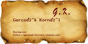 Gercsák Kornél névjegykártya